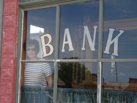 Michele in the bank